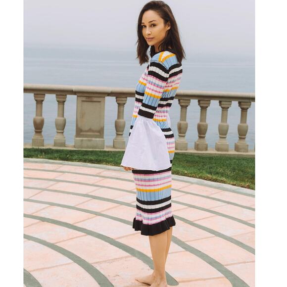 Endless Rose Bell Sleeve Striped Midi Sweater Dress Small - Picture 2 of 14